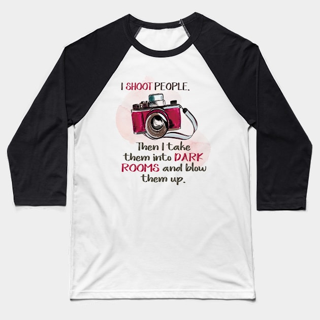 Funny Photography Design, Vintage Camera for a Photographer Baseball T-Shirt by hugandmug